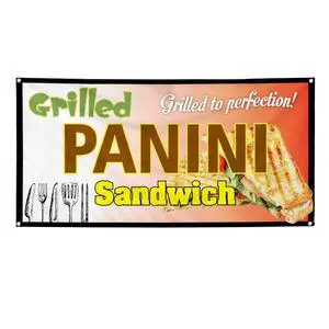 Vinyl Banner Multiple Sizes Panini Sandwich Grilled to Perfection! Business Outdoor Weatherproof Industrial Yard Signs Brown 10 Grommets 60x144Inches Vinyl Banner Multiple Sizes Panini Sandwich Grilled to Perfection! Business Outdoor Weatherproof Industrial Yard Signs Brown 10 Grommets 60x144Inches