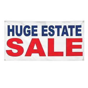 Vinyl Banner Multiple Sizes Huge Estate Sale Red Blue Business Outdoor Weatherproof Industrial Yard Signs 10 Grommets 60x144Inches Vinyl Banner Multiple Sizes Huge Estate Sale Red Blue Business Outdoor Weatherproof Industrial Yard Signs 10 Grommets 60x144Inches