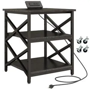 Large Printer Stand with Power Outlet, with Height Adjustable Storage Shelf, 3 Tier Rolling Printer Cart with Industrial Wheels, 23.6 x 23.6 Inches Printer Table for Home Office,Black Large Printer Stand with Power Outlet, with Height Adjustable Storage Shelf, 3 Tier Rolling Printer Cart with Industrial Wheels, 23.6 x 23.6 Inches Printer Table for Home Office,Black