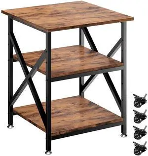 3 Tier Printer Stand, Large Table with Wheels, Rolling Cart with Height Adjustable Middle Storage Shelf, 23.6 x 23.6 x 30.3 Inches Shelf for Home Office, Vintage Brown 3 Tier Printer Stand, Large Table with Wheels, Rolling Cart with Height Adjustable Middle Storage Shelf, 23.6 x 23.6 x 30.3 Inches Shelf for Home Office, Vintage Brown