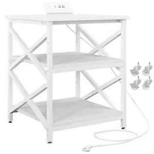 Large Printer Stand with Power Outlet, with Height Adjustable Storage Shelf, 3 Tier Rolling Printer Cart with Industrial Wheels, 23.6 x 23.6 Inches Printer Table for Home Office, White Large Printer Stand with Power Outlet, with Height Adjustable Storage Shelf, 3 Tier Rolling Printer Cart with Industrial Wheels, 23.6 x 23.6 Inches Printer Table for Home Office, White