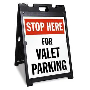 24 x 18 inch Stop Here For Valet Parking Two-Sided BabyBoss A-Frame Sign Kit, Plastic, Multicolor (1 A-Frame + 2 Sign Panels), Made in USA 24 x 18 inch Stop Here For Valet Parking Two-Sided BabyBoss A-Frame Sign Kit, Plastic, Multicolor (1 A-Frame + 2 Sign Panels), Made in USA