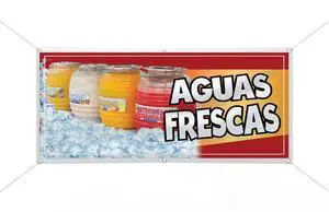 Aguas Frescas Vinyl Banner advertising Sign Full color indoor outdoor Homemade Waters Signs Horchata Signs Melon Sign (3' x 15') Aguas Frescas Vinyl Banner advertising Sign Full color indoor outdoor Homemade Waters Signs Horchata Signs Melon Sign (3' x 15')