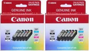 PGI-280XL/CLI-281 5 Color Pack Compatible to TR8520,TR7520,TS9120 Series,TS8120 Series,TS6120-Series,(Pack of 2) PGI-280XL/CLI-281 5 Color Pack Compatible to TR8520,TR7520,TS9120 Series,TS8120 Series,TS6120-Series,(Pack of 2)