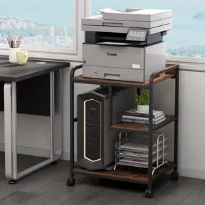 22 x 18 Inch Large Printer Stand, Mobile Printer Table with Wheels for Home Office Storage and Organization, PC Tower Stand, Host Computer Cart, Shelf for Desktop CPU Shredder - Rustic Brown 22 x 18 Inch Large Printer Stand, Mobile Printer Table with Wheels for Home Office Storage and Organization, PC Tower Stand, Host Computer Cart, Shelf for Desktop CPU Shredder - Rustic Brown