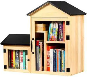 Outdoor Library Book Box, Solid Wood Free Library with Large & Small Compartments, Waterproof Coating & Metal Joint Trim, Adjustable Storage, Easy Install Community Book, Literature, Newspaper Sharing Outdoor Library Book Box, Solid Wood Free Library with Large & Small Compartments, Waterproof Coating & Metal Joint Trim, Adjustable Storage, Easy Install Community Book, Literature, Newspaper Sharing