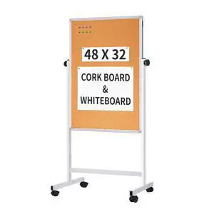 Mobile Whiteboard and Cork Board Combo, 48 x 32 Double-Sided Magnetic Dry Erase Board on Wheels, Height Adjustable Rolling Easel Board for Classroom, Office, Home Mobile Whiteboard and Cork Board Combo, 48 x 32 Double-Sided Magnetic Dry Erase Board on Wheels, Height Adjustable Rolling Easel Board for Classroom, Office, Home