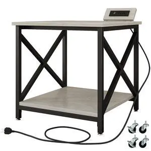Large Printer Stand with Power Outlet, with Storage Shelf, 2 Tier Rolling Printer Cart with Industrial Wheels, 23.6 x 23.6 Inches Printer Table for Home Office,Greige Large Printer Stand with Power Outlet, with Storage Shelf, 2 Tier Rolling Printer Cart with Industrial Wheels, 23.6 x 23.6 Inches Printer Table for Home Office,Greige