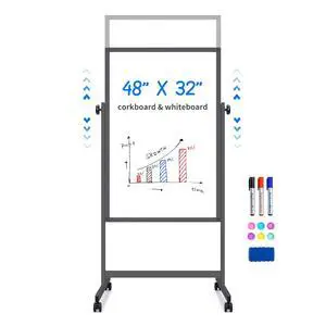 Rolling White Board, 48 x 32 Height Adjustable Whiteboard on Wheels, Large Magnetic Standing Mobile Easel Board, Double-Sided with Stand for Office, Home, and ClassroomBlack Rolling White Board, 48 x 32 Height Adjustable Whiteboard on Wheels, Large Magnetic Standing Mobile Easel Board, Double-Sided with Stand for Office, Home, and ClassroomBlack