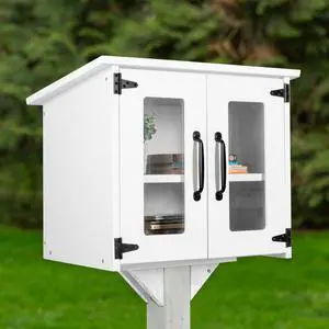 Library Box Outdoor, 22x14x19 White - Little Free Book Exchange Kit | Composite, All Weather Material, HD Construction, For Neighborhood & Community Book Sharing, Library Kit Library Box Outdoor, 22x14x19 White - Little Free Book Exchange Kit | Composite, All Weather Material, HD Construction, For Neighborhood & Community Book Sharing, Library Kit