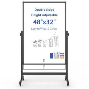Rolling Whiteboard on Wheels, Double-Sided Magnetic Dry Erase Board with Stand, Mobile White Board for Office, Classroom, Home (32" x 48") Rolling Whiteboard on Wheels, Double-Sided Magnetic Dry Erase Board with Stand, Mobile White Board for Office, Classroom, Home (32" x 48")
