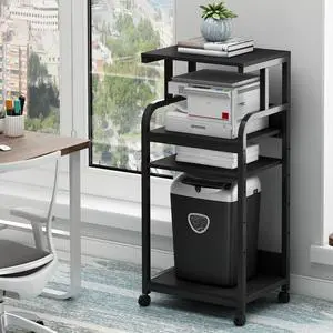 Printer Stand with Adjustable Shelf, 4 Tier Large Tall Printer Table with Wheels for Home Office Storage and Organization, Rolling Stand Cart for Computer Tower CPU Shredder, Black Printer Stand with Adjustable Shelf, 4 Tier Large Tall Printer Table with Wheels for Home Office Storage and Organization, Rolling Stand Cart for Computer Tower CPU Shredder, Black