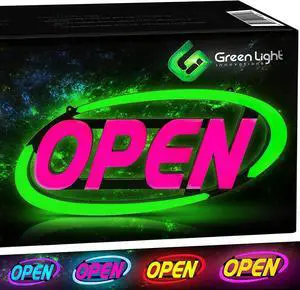 Super-Bright LED Open Sign for Business 15x32 in - 64 Color Combos via Bluetooth App or Remote - Programmable On/Off Timer, Scroll/Flash/Phase Modes - Daylight Visible Super-Bright LED Open Sign for Business 15x32 in - 64 Color Combos via Bluetooth App or Remote - Programmable On/Off Timer, Scroll/Flash/Phase Modes - Daylight Visible