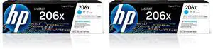 206X Cyan High-Yield Toner Cartridge | Works with Color LaserJet Pro M255,MFP M282,M283 Series | W2111X,(Pack of 2) 206X Cyan High-Yield Toner Cartridge | Works with Color LaserJet Pro M255,MFP M282,M283 Series | W2111X,(Pack of 2)