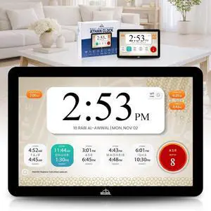 8" Smart WiFi Digital Azan Clock & Islamic Prayer Frame Automatic Worldwide Prayer & Iqamah Times, Full Quran Player, Athan Alarm, Ramadan Clock, Touchscreen Muslim Home Display, Black 8" Smart WiFi Digital Azan Clock & Islamic Prayer Frame Automatic Worldwide Prayer & Iqamah Times, Full Quran Player, Athan Alarm, Ramadan Clock, Touchscreen Muslim Home Display, Black