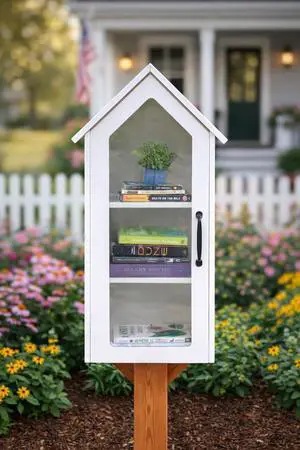 Library Box Outdoor, 14x12x35 White - Little Free Book Exchange Kit | Composite, All Weather Material, HD Construction, For Neighborhood & Community Book Sharing, Library Kit Library Box Outdoor, 14x12x35 White - Little Free Book Exchange Kit | Composite, All Weather Material, HD Construction, For Neighborhood & Community Book Sharing, Library Kit