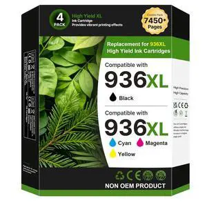 936e 936XL 936 Ink Cartridges for HP Printers 9125e 9120 9130 9135e 9730e Replacement for HP 936 Use for Office Jet Pro 9125 9135 9110b 9130b, Wide Format 9730e 9720e, 4-Pack B/C/M/Y HP936 with Chip 936e 936XL 936 Ink Cartridges for HP Printers 9125e 9120 9130 9135e 9730e Replacement for HP 936 Use for Office Jet Pro 9125 9135 9110b 9130b, Wide Format 9730e 9720e, 4-Pack B/C/M/Y HP936 with Chip