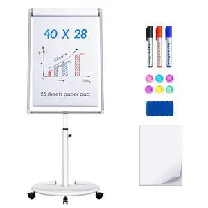 Mobile Dry Erase Board 40x28 inches Magnetic Portable Whiteboard Stand Easel White Board Flipchart Easel Board with 25 Sheets Paper Pad for School Supplies Mobile Dry Erase Board 40x28 inches Magnetic Portable Whiteboard Stand Easel White Board Flipchart Easel Board with 25 Sheets Paper Pad for School Supplies