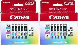 PGI-250/ CLI-251 5 Color Amazon Pack,(Pack of 2) PGI-250/ CLI-251 5 Color Amazon Pack,(Pack of 2)