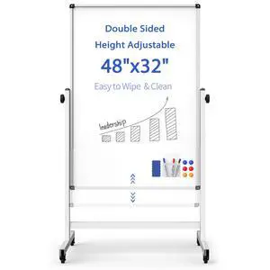Rolling Whiteboard on Wheels, Double-Sided Magnetic Dry Erase Board with Stand, Mobile White Board for Office, Classroom, Home (32" x 48") Rolling Whiteboard on Wheels, Double-Sided Magnetic Dry Erase Board with Stand, Mobile White Board for Office, Classroom, Home (32" x 48")