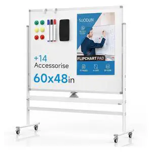 Rolling Whiteboard 60"x48" Magnetic Dry Erase Board with Stand, Double Sided Mobile Whiteboard on Wheels, Non-Foldable Large Portable White Board for Office, Classroom & Home Rolling Whiteboard 60"x48" Magnetic Dry Erase Board with Stand, Double Sided Mobile Whiteboard on Wheels, Non-Foldable Large Portable White Board for Office, Classroom & Home