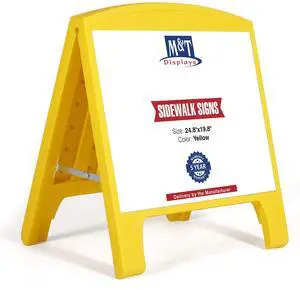 Mini Street SignPro Board, Yellow 24.80x19.76 Inch Weatherproof Sandwich Board A-Frame Sidewalk Curb Sign Holder Folding Double Sided Portable Advertising Display for Restaurant Cafe Mini Street SignPro Board, Yellow 24.80x19.76 Inch Weatherproof Sandwich Board A-Frame Sidewalk Curb Sign Holder Folding Double Sided Portable Advertising Display for Restaurant Cafe