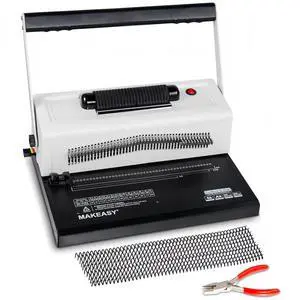 Spiral Coil Binding Machine with 46 Fully Disengaging Pins - 4:1 Pitch - Electric Coil Inserter - Adjustable Side Margin, Comes with Free 1 Box Coil Spines & Plier, 20 Sheet Punch Capacity Spiral Coil Binding Machine with 46 Fully Disengaging Pins - 4:1 Pitch - Electric Coil Inserter - Adjustable Side Margin, Comes with Free 1 Box Coil Spines & Plier, 20 Sheet Punch Capacity