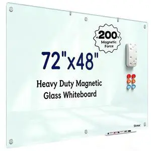 Magnetic Glass Dry Erase Board - 72'' x 48'' Whiteboard White Writing Board Nano-Coated Tempered Glass Marker for Wall Office School and Home Magnetic Glass Dry Erase Board - 72'' x 48'' Whiteboard White Writing Board Nano-Coated Tempered Glass Marker for Wall Office School and Home