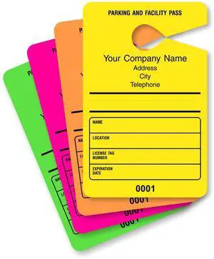 (50-Pack) Custom Blank Mirror Hang Tags - 3.5" x 5.5" Sequentially Numbered Paper Parking Permit Tags, Car Parking & Facility Passes, Double-Sided (50-Pack) Custom Blank Mirror Hang Tags - 3.5" x 5.5" Sequentially Numbered Paper Parking Permit Tags, Car Parking & Facility Passes, Double-Sided