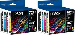 702 DURABrite Ultra Ink High Capacity Black & Standard Color Cartridge Combo Pack (T702XL-BCS) Works with Workforce Pro WF-3720,3730,3733,(Pack of 2) 702 DURABrite Ultra Ink High Capacity Black & Standard Color Cartridge Combo Pack (T702XL-BCS) Works with Workforce Pro WF-3720,3730,3733,(Pack of 2)