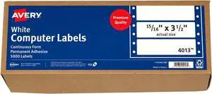 White Computer Labels,15/16" x 3-1/2",Dot Matrix and Pin-Feed Printers, 5,000 Labels (4013),(Pack of 6) White Computer Labels,15/16" x 3-1/2",Dot Matrix and Pin-Feed Printers, 5,000 Labels (4013),(Pack of 6)