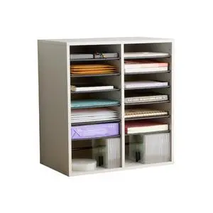 9422GR Wood Adjustable Literature & Paper Organizer, 16 Adjustable Compratment, Stackable Durable Construction, Home, Office, Mailroom, Classroom Mailbox, Gray 9422GR Wood Adjustable Literature & Paper Organizer, 16 Adjustable Compratment, Stackable Durable Construction, Home, Office, Mailroom, Classroom Mailbox, Gray