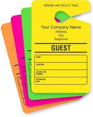 (Pack of 50) Custom Guest - Add Your Address and Number Mirror Hang Tags | 3.5" x 5.5" Paper, Temporary Car Parking Pass, Double - Sided Multicolor, Made in USA (Pack of 50) Custom Guest - Add Your Address and Number Mirror Hang Tags | 3.5" x 5.5" Paper, Temporary Car Parking Pass, Double - Sided Multicolor, Made in USA
