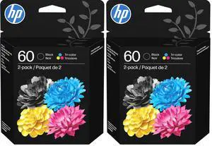 60 Black/Tri-Color Ink Cartridges | DeskJet D1660,D2500,D2600,D5560,F2400,F4200,F4400,F4580; Envy 100; OfficeJet J4500,J4680,4500; PhotoSmart C4600,C4700,D110a | N9H63FN,2 Count (Pack of 2) 60 Black/Tri-Color Ink Cartridges | DeskJet D1660,D2500,D2600,D5560,F2400,F4200,F4400,F4580; Envy 100; OfficeJet J4500,J4680,4500; PhotoSmart C4600,C4700,D110a | N9H63FN,2 Count (Pack of 2)