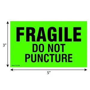 3" X 5" Fragile Do not Puncture Fluorescent Shipping Label Stickers - 500 Permanent Adhesive Labels Per Roll (10 Pack) 3" X 5" Fragile Do not Puncture Fluorescent Shipping Label Stickers - 500 Permanent Adhesive Labels Per Roll (10 Pack)
