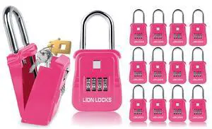1500 Key Lock Box with Code, Lockbox for Keys Outdoor, Realtor Lock Box for Short-Term Rentals, Holds 5 Keys (12 Pack, Pink) 1500 Key Lock Box with Code, Lockbox for Keys Outdoor, Realtor Lock Box for Short-Term Rentals, Holds 5 Keys (12 Pack, Pink)