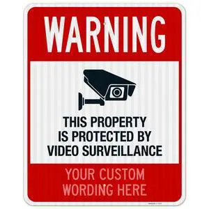 Custom Video Surveillance Sign, Personalize For Business, Home, Airbnb, School,Indoor/Outdoor Signs, 24x30 Inches, 3M EGP Reflective.080 Aluminum, Fade Resistant, Made in USA Custom Video Surveillance Sign, Personalize For Business, Home, Airbnb, School,Indoor/Outdoor Signs, 24x30 Inches, 3M EGP Reflective.080 Aluminum, Fade Resistant, Made in USA