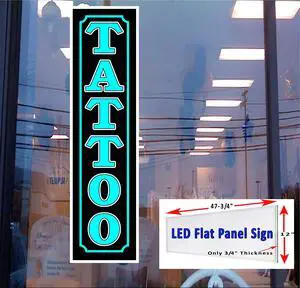 Tattoo LED Light box window sign vertical blue 48"x12" Tattoo LED Light box window sign vertical blue 48"x12"