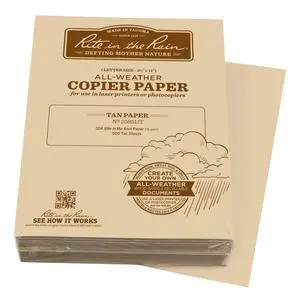 Weatherproof Bulk Copier Paper, 8.5" x 11", 20# Tan, 500 Sheet Pack (No. 208511T) Weatherproof Bulk Copier Paper, 8.5" x 11", 20# Tan, 500 Sheet Pack (No. 208511T)