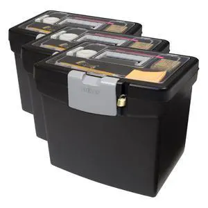 61504B02C Portable File Box with XL Lid, 11 x 13-1/2 x 11 Inches, Black (Pack of 3) 61504B02C Portable File Box with XL Lid, 11 x 13-1/2 x 11 Inches, Black (Pack of 3)