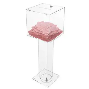 Clear Suggestion Box with Stand, Floor Standing Offering Box for Church, Sign Holder, Acrylic Donation Ballot Collection for Election Voting Contest Clear Suggestion Box with Stand, Floor Standing Offering Box for Church, Sign Holder, Acrylic Donation Ballot Collection for Election Voting Contest