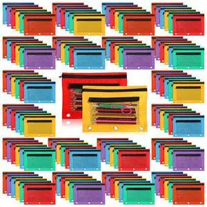 150 Pieces Zipper Binder Pencil Pouches 3 Ring Binder Zipper Pouches Case with Window Ring Pencil Bags Case or Office School Students Supplies(2 Zipper,Colorful) 150 Pieces Zipper Binder Pencil Pouches 3 Ring Binder Zipper Pouches Case with Window Ring Pencil Bags Case or Office School Students Supplies(2 Zipper,Colorful)