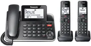 Link2Cell Expandable Phone with Digital Answering System & Smart Call Blocker, One Corded Base Unit and Two Cordless Handsets Black - KX-TGF882B Link2Cell Expandable Phone with Digital Answering System & Smart Call Blocker, One Corded Base Unit and Two Cordless Handsets Black - KX-TGF882B