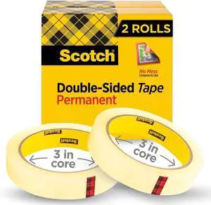 Double Sided Tape, 3/4 in x 1296 in, 2 Rolls (665-2P34-36) (Pack of 12) Double Sided Tape, 3/4 in x 1296 in, 2 Rolls (665-2P34-36) (Pack of 12)