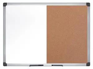 Maya Combination Board, Dry Erase / Cork Bulletin Board, 48" x 72", Whiteboard / Cork Board with Aluminum Frame Maya Combination Board, Dry Erase / Cork Bulletin Board, 48" x 72", Whiteboard / Cork Board with Aluminum Frame