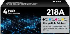 218A Toner Cartridges 4 Pack Compatible for HP 218A 218X Toner | with 218A Toner Color Laserjet Pro 3201dw MFP 3301fdw 3301sdw 3301cdw Printer(Black/Cyan/Yellow/Magenta) 218A Toner Cartridges 4 Pack Compatible for HP 218A 218X Toner | with 218A Toner Color Laserjet Pro 3201dw MFP 3301fdw 3301sdw 3301cdw Printer(Black/Cyan/Yellow/Magenta)