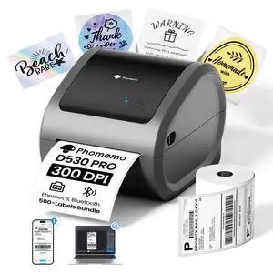 300DPI 4x6 Thermal Shipping Label Printer with 500 Labels | Ethernet Bluetooth & USB connection, Thermal Printer for Small Business, Compatible with iOS Android Windows Mac USPS UPS 300DPI 4x6 Thermal Shipping Label Printer with 500 Labels | Ethernet Bluetooth & USB connection, Thermal Printer for Small Business, Compatible with iOS Android Windows Mac USPS UPS