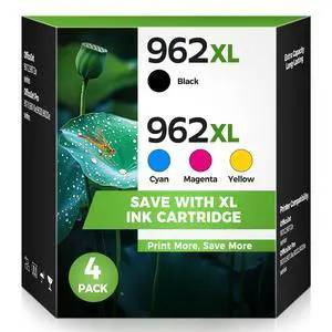 962XL 962 Ink Cartridge Compatible for HP 962 XL Ink Cartridges Combo Pack Replacement HP962XL HP962 Work with Officejet Pro 9015e 9018e 9025e 9012e 9015 9010 9012 9018 9020 9025 Printer, 4 Pack 962XL 962 Ink Cartridge Compatible for HP 962 XL Ink Cartridges Combo Pack Replacement HP962XL HP962 Work with Officejet Pro 9015e 9018e 9025e 9012e 9015 9010 9012 9018 9020 9025 Printer, 4 Pack
