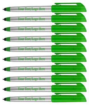 Personalized Pens with Highlighter and Stylus -250 Pack Bulk-Free Imprint - 3 In Highlighter, Ballpoint Pen, and Stylus Combo- add Custom Business Name, Logo or Gift Message- Green Personalized Pens with Highlighter and Stylus -250 Pack Bulk-Free Imprint - 3 In Highlighter, Ballpoint Pen, and Stylus Combo- add Custom Business Name, Logo or Gift Message- Green