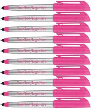 Personalized Pens with Highlighter and Stylus -250 Pack Bulk-Free Imprint - 3 In Highlighter, Ballpoint Pen, and Stylus Combo- add Custom Business Name, Logo or Gift Message- Pink Personalized Pens with Highlighter and Stylus -250 Pack Bulk-Free Imprint - 3 In Highlighter, Ballpoint Pen, and Stylus Combo- add Custom Business Name, Logo or Gift Message- Pink